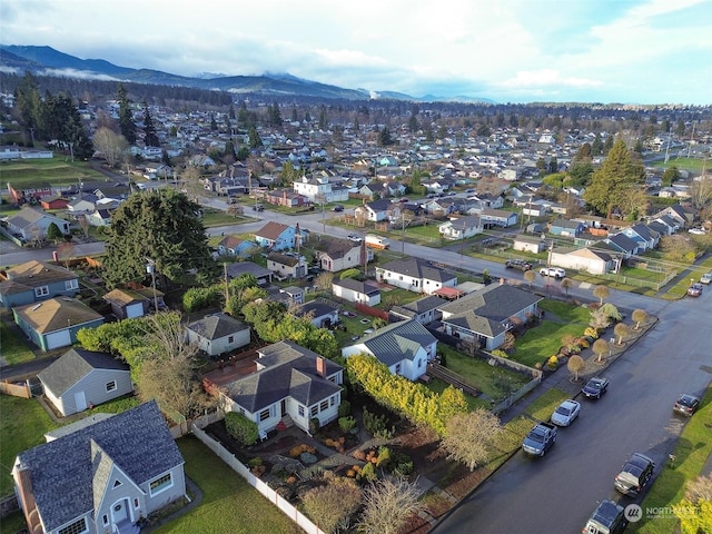 birds eye view of property featuring a mountain view