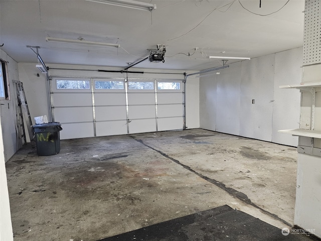 garage with a garage door opener