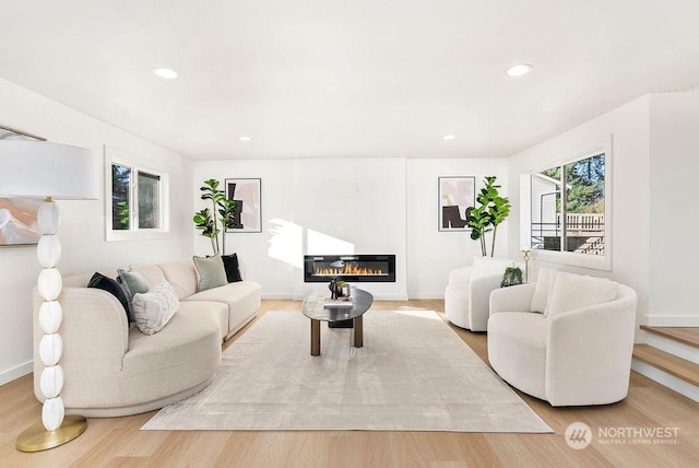 living room featuring light wood-type flooring