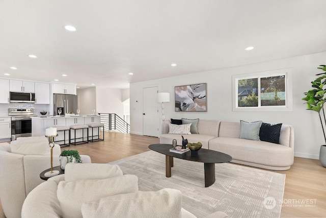 living room featuring light hardwood / wood-style floors