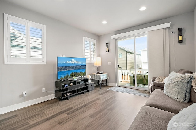 living room featuring light wood-type flooring