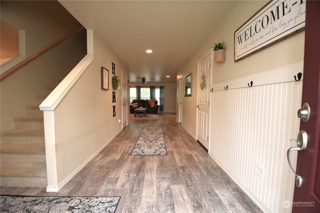 hallway featuring hardwood / wood-style floors