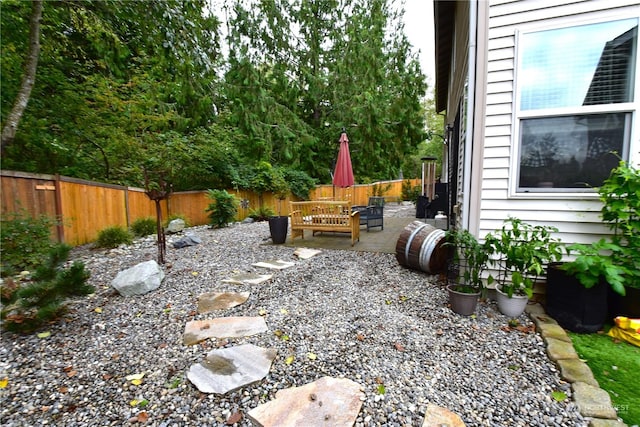 view of yard with a patio area