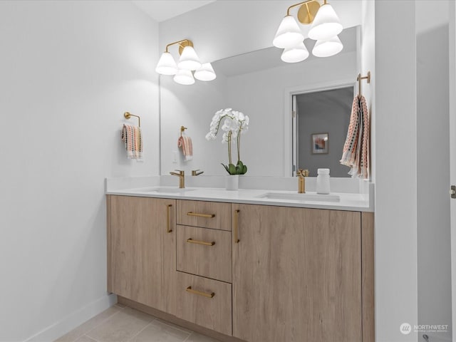 bathroom featuring vanity and tile patterned flooring