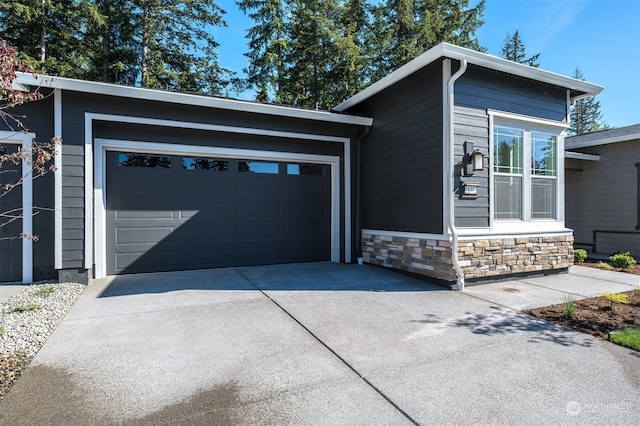 exterior space featuring a garage