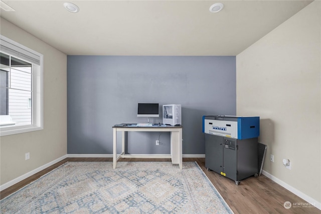 office space featuring wood-type flooring