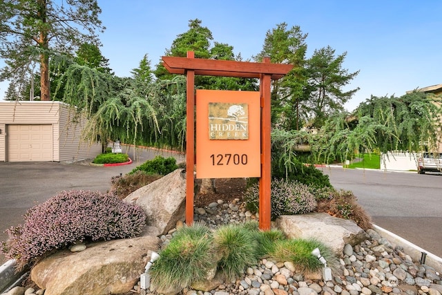 view of community sign