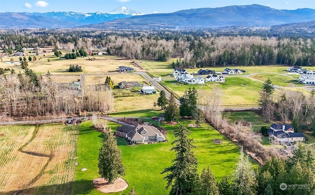 bird's eye view with a mountain view