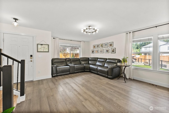 living room featuring light hardwood / wood-style floors