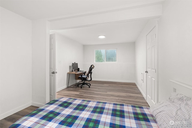 home office featuring dark hardwood / wood-style floors