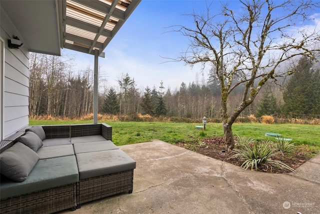 view of patio featuring an outdoor living space