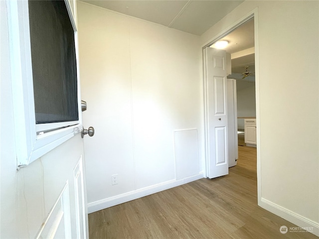 unfurnished room with light hardwood / wood-style floors