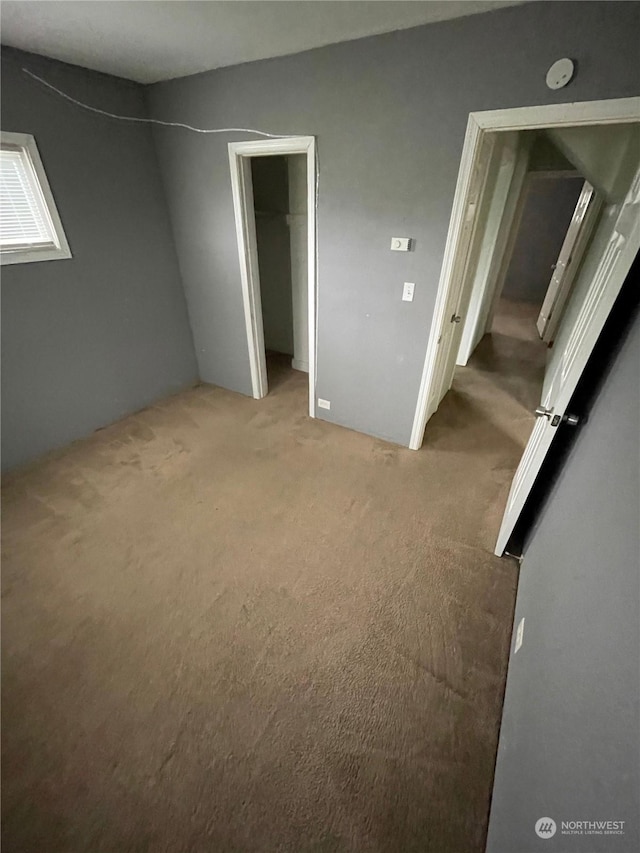 unfurnished bedroom featuring carpet floors and a closet