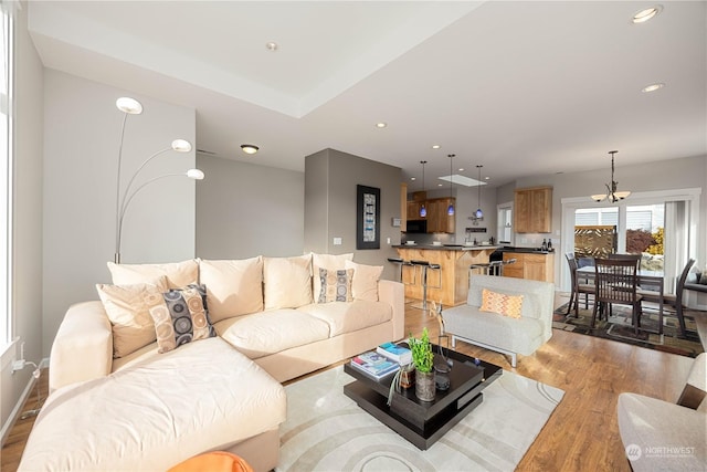 living room with light wood-type flooring