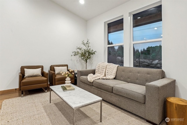 living room with light hardwood / wood-style floors