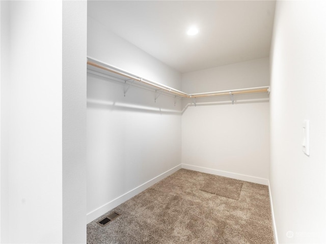 spacious closet featuring light carpet