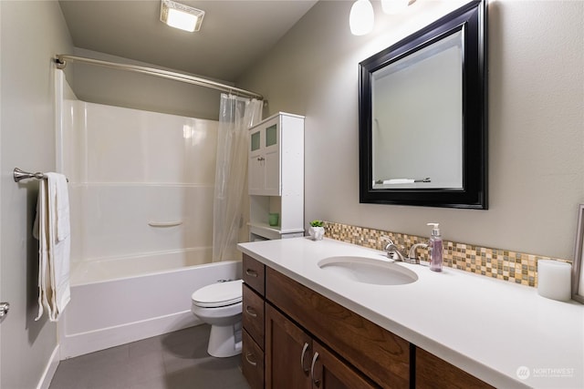 full bathroom with vanity, toilet, and shower / bath combo