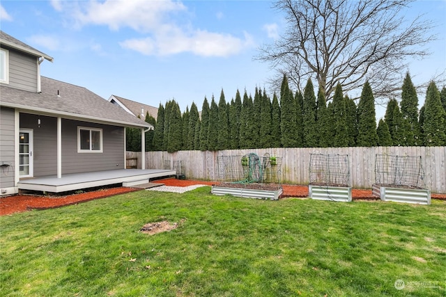 view of yard featuring a deck