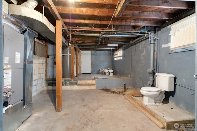 basement featuring heating unit