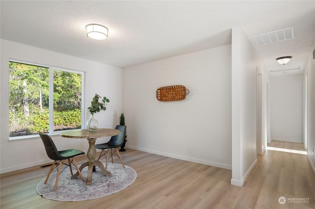 interior space featuring light hardwood / wood-style flooring and a textured ceiling