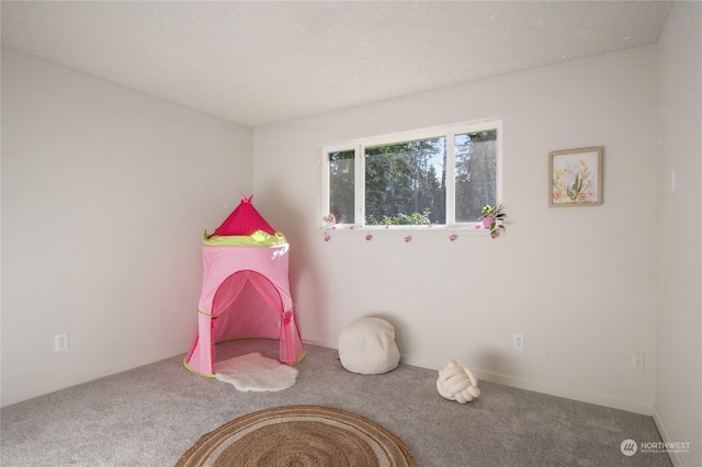 recreation room featuring carpet