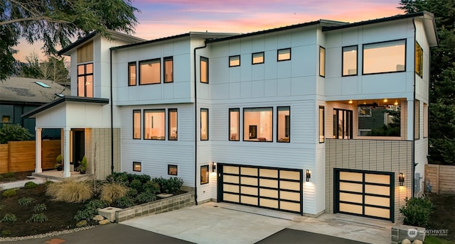 modern home featuring a garage