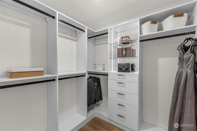 spacious closet featuring hardwood / wood-style floors