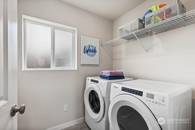 laundry room with washing machine and clothes dryer