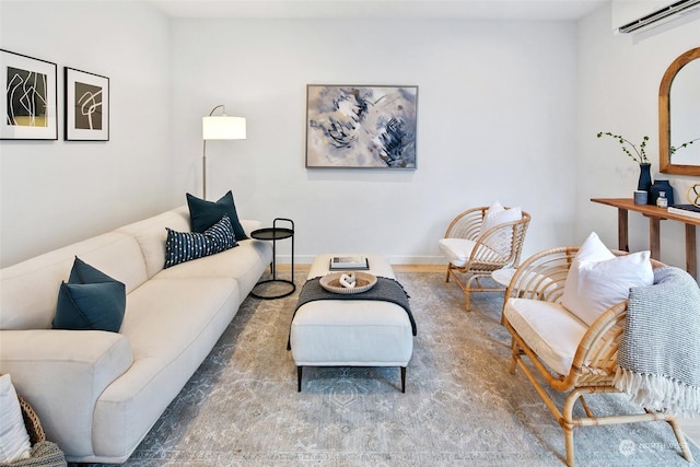 living room featuring a wall mounted air conditioner