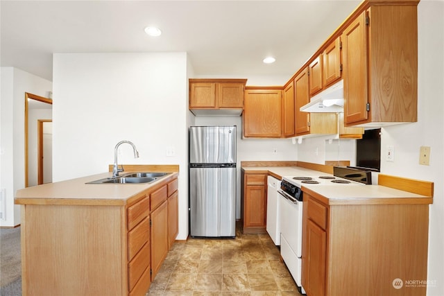 kitchen with sink and white appliances