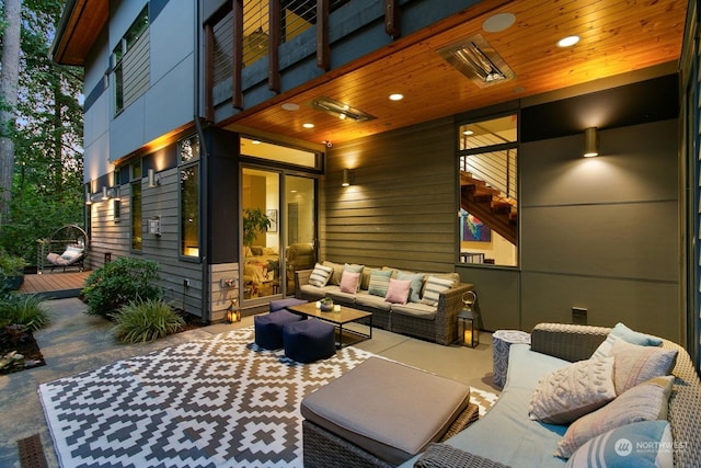 exterior space with an outdoor living space