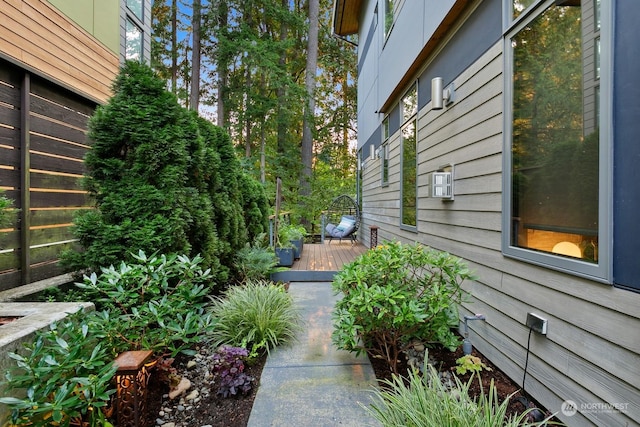 view of yard featuring a wooden deck