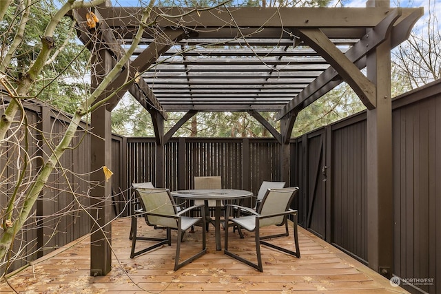 deck featuring a pergola