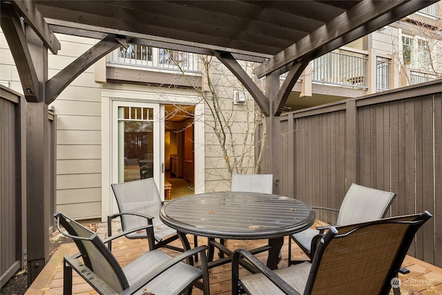 view of patio with a deck and a pergola