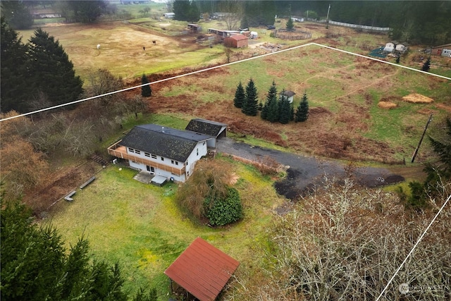 drone / aerial view with a rural view