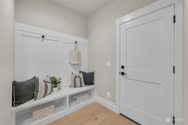 mudroom featuring light wood-type flooring