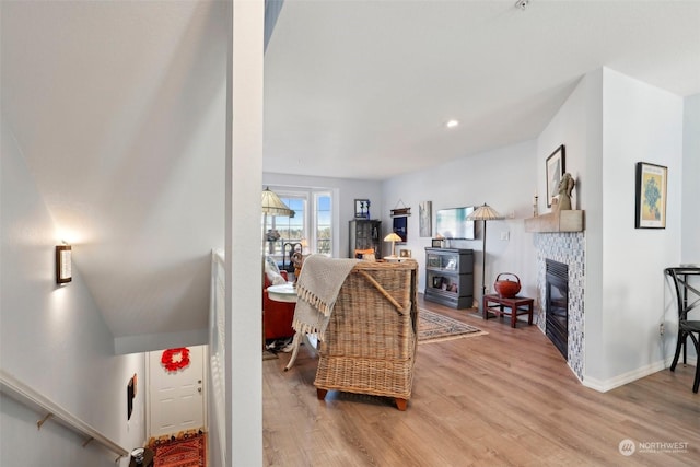 living room with hardwood / wood-style floors