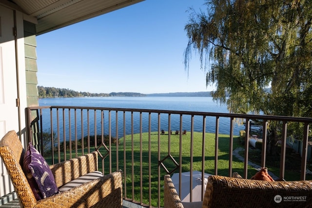 balcony with a water view