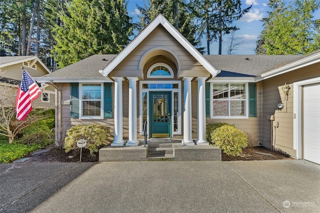 view of front of house with a garage