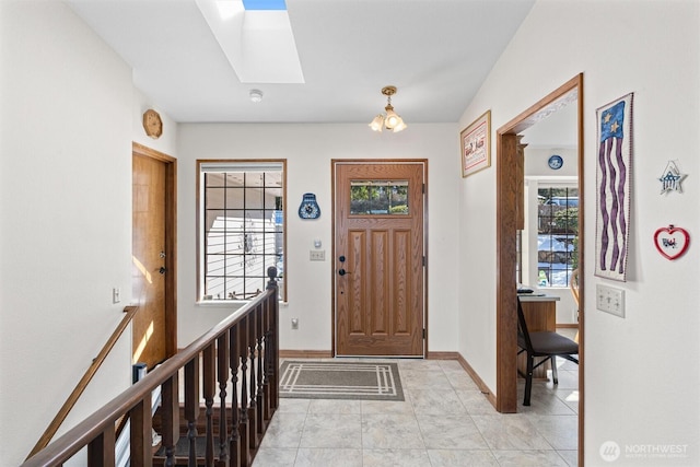 entryway with a skylight