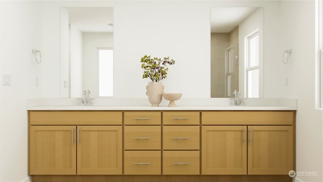 bathroom with vanity and plenty of natural light