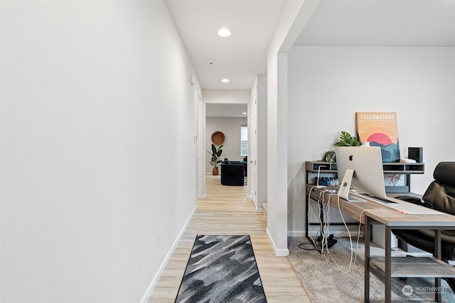 hallway featuring light wood-type flooring