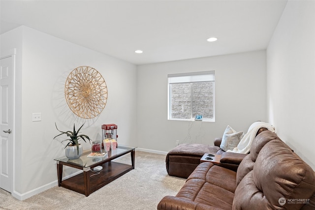 living room with light carpet