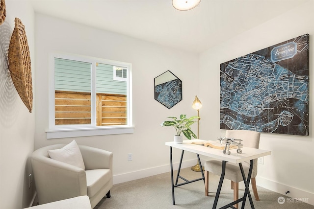 carpeted office space featuring plenty of natural light