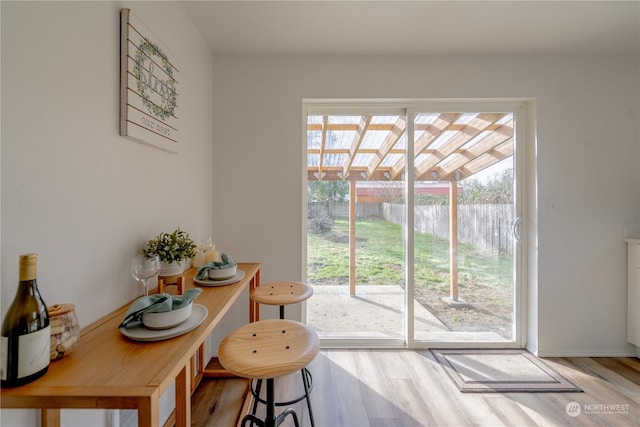 doorway featuring light hardwood / wood-style flooring