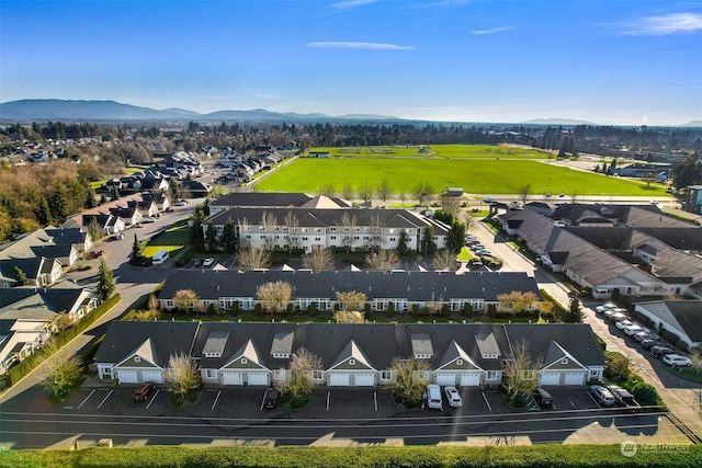 aerial view with a mountain view