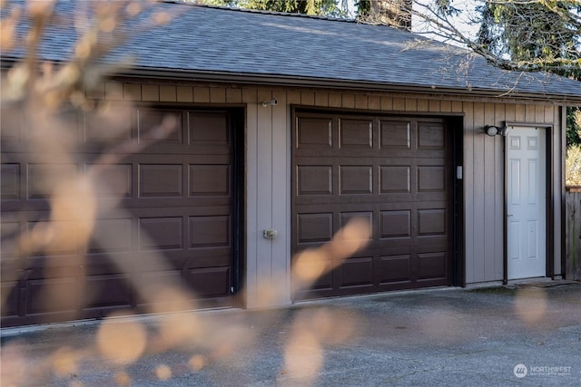 view of detached garage