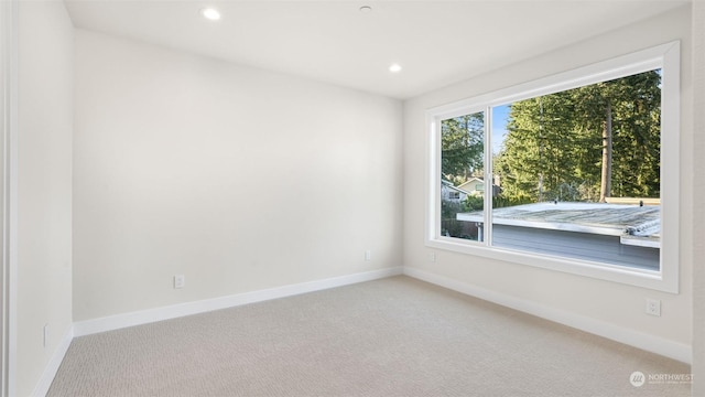 unfurnished room with light carpet