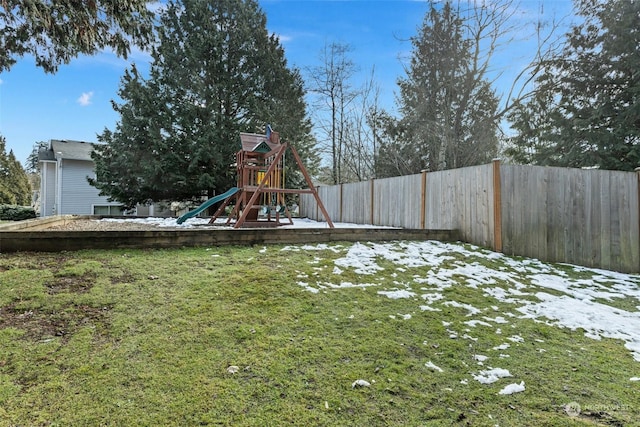 view of yard featuring a playground