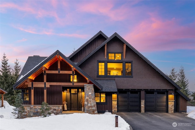 view of front of house with a garage